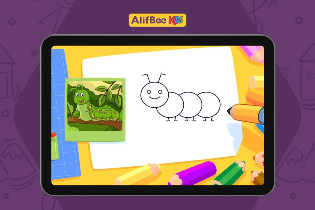 أنشطة الرسم في تطبيق ألف بي أطفال