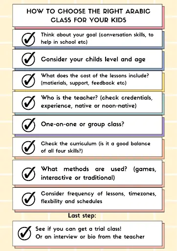 Step-by-Step Checklist: How to Choose the Right Arabic Class For Your Kids